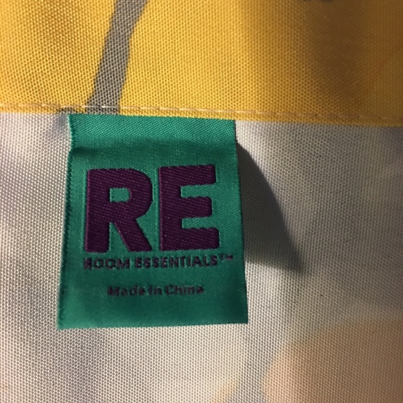 Yellow and Grey Floral Shower Curtain - Picture 2 of 2